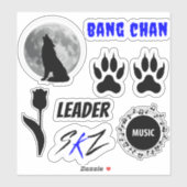 SKZ Bang Chan sticker sheet (zwart x blauw) Versie (Vel)