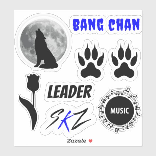 SKZ Bang Chan sticker sheet (zwart x blauw) Versie (Vel)