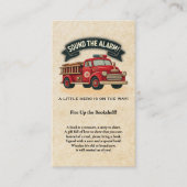 Sla alarm!  Baby shower voor brandweerwagens Informatiekaartje (Voorkant)