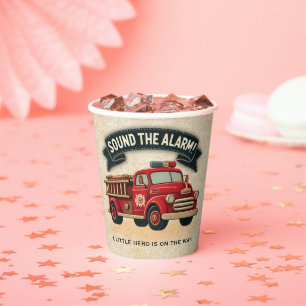 Sla alarm!  Baby shower voor brandweerwagens Papieren Bekers