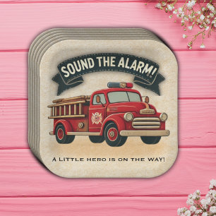 Sla alarm!  Baby shower voor brandweerwagens Papieren Bordje