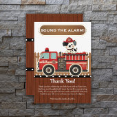 Sla alarm! Modern Firetruck Baby shower Bedankkaart