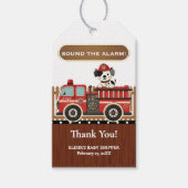 Sla alarm! Modern Firetruck Baby shower Cadeaulabel (Voorkant)