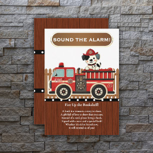 Sla alarm! Modern Firetruck Baby shower Informatiekaartje
