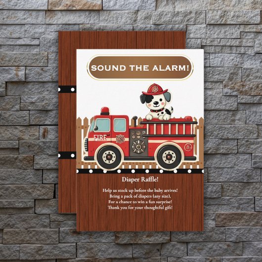 Sla alarm! Modern Firetruck Baby shower Informatiekaartje