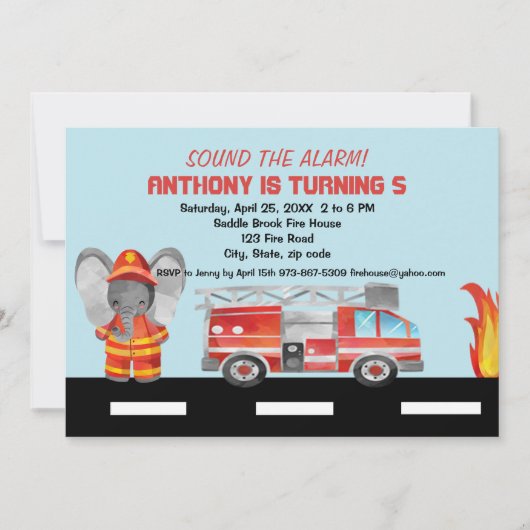 Sla alarm! Verjaardagsuitnodiging brandweerman Kaart (Voorkant)