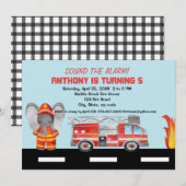 Sla alarm! Verjaardagsuitnodiging brandweerman Kaart (Voorkant / Achterkant)