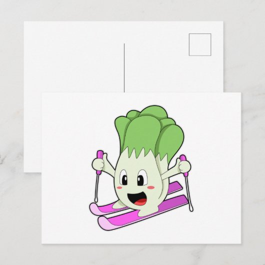 Sla als Skiloper met Ski Briefkaart (Voorkant / Achterkant)