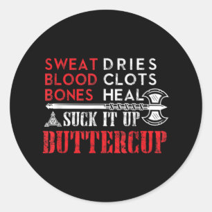 Sla Buttercup Funny Design op Ronde Sticker