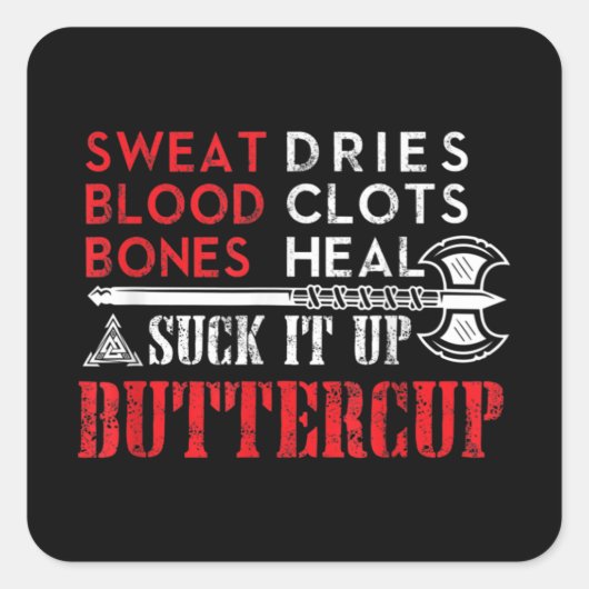 Sla Buttercup Funny Design op Vierkante Sticker (Voorkant)