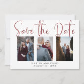 Sla datum 3 Foto Roos Gold Modern Script op Save The Date (Voorkant)