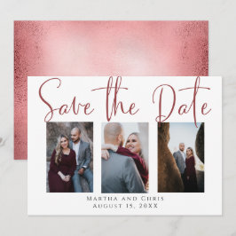 Sla datum 3 Foto Roos Gold Modern Script op Save The Date