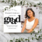 Sla datum afstuderen foto-typografie zwart wit op uitnodiging briefkaart