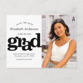Sla datum afstuderen foto-typografie zwart wit op uitnodiging briefkaart (Voorkant)