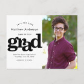 Sla datum afstuderen foto zwarte witte typografie uitnodiging briefkaart (Voorkant)