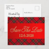 Sla datum op Gouden geruite rode lint zakelijke fe Feestdagenkaart (Voorkant / Achterkant)