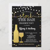 Sla de bar-verlovingspartij zwart en goud op kaart (Voorkant)