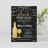 Sla de bar-verlovingspartij zwart en goud op kaart (Staand voorkant)