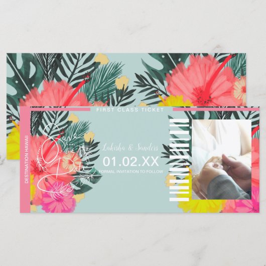 Sla de Bestemmingsticket Hibiscus Bloem (Voorkant / Achterkant)