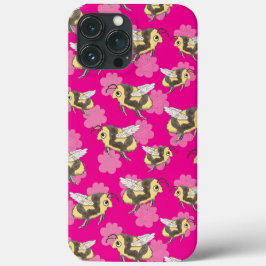 Sla de bijen mok op roze floral i telefoon 13 hoes