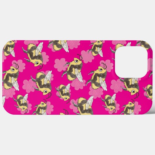 Sla de bijen mok op roze floral i telefoon 13 hoes (Achterkant (horizontaal))