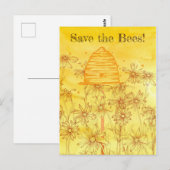 Sla de bijen op de kep Wildbloemen Honeybee Briefkaart (Voorkant / Achterkant)