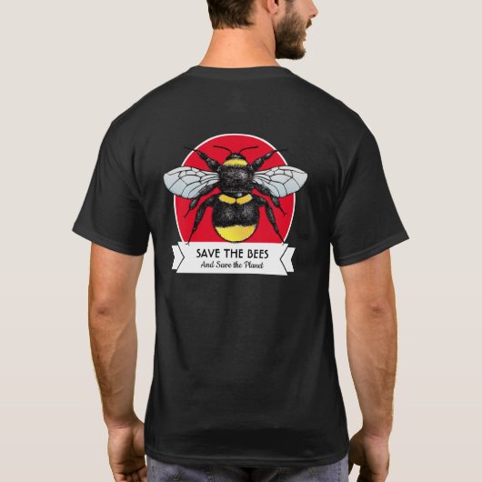 Sla de bijen op en bespaar de vlam Retro Bumblebee T-shirt (Achterkant)