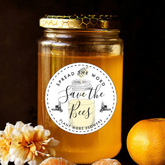 Sla de bijen op en voeg je eigen offerte toe ronde sticker