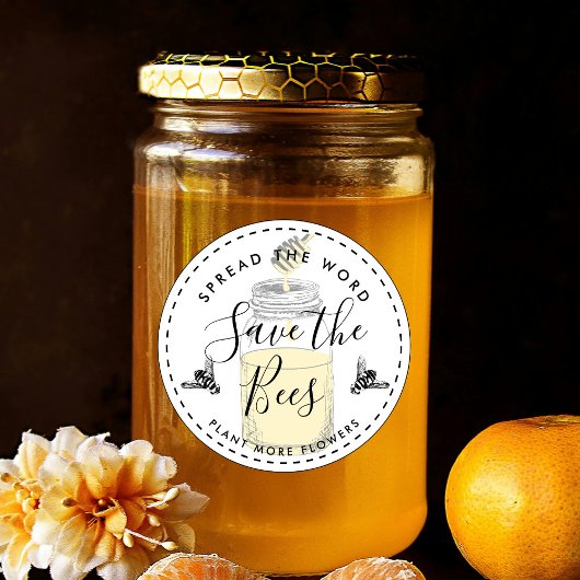 Sla de bijen op en voeg je eigen offerte toe ronde sticker