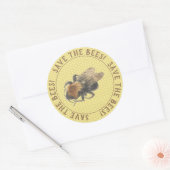Sla de bijen op |  Honingbijen en Honingraat Ronde Sticker (Envelop)