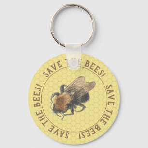 Sla de bijen op    Honingbijen en Honingraat Sleutelhanger