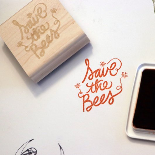 Sla de bijen op rubberstempel