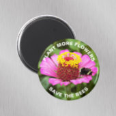 Sla de bijen roze Zinnia Floral op Magneet