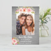 Sla de dahlia-bloemen van de dahlia-datumkaart op save the date (Staand voorkant)