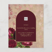 Sla de data op Burgundyrozen Rood Vintage bloemmot (Achterkant)