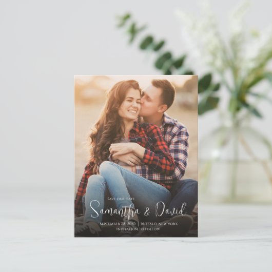 Sla de Data Photo Script QR Code Overlay op Aankondigingskaart (Staand voorkant)