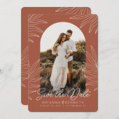 Sla de Date Boho Arch Foto op botanisch Kaart (Voorkant / Achterkant)