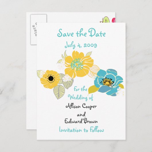 Sla de Date briefkaarten bloemen coole kleuren com (Voorkant / Achterkant)