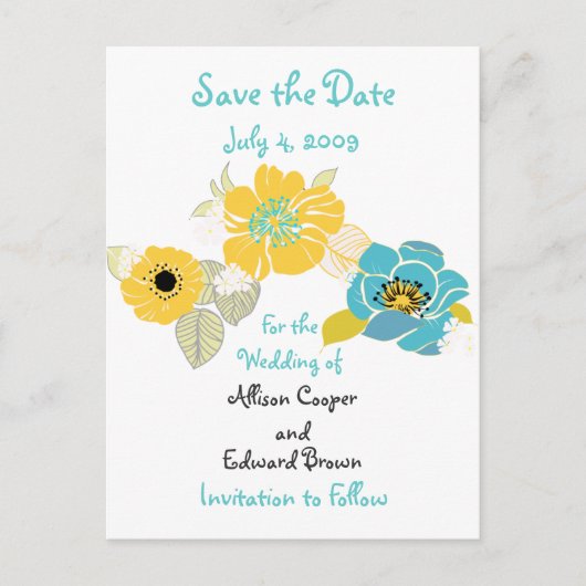 Sla de Date briefkaarten bloemen coole kleuren com (Voorkant)