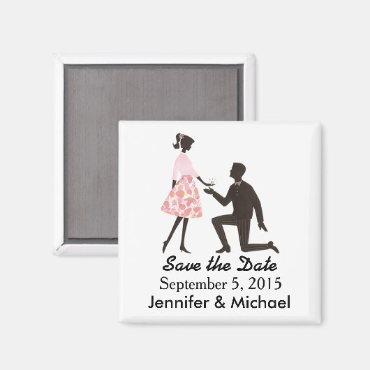 Sla de Date bruiloft vierkante magneet op (Voorkant / Achterkant)