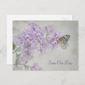 Sla de Date-Butterfly op lilacs op Aankondigingskaart (Voorkant / Achterkant)
