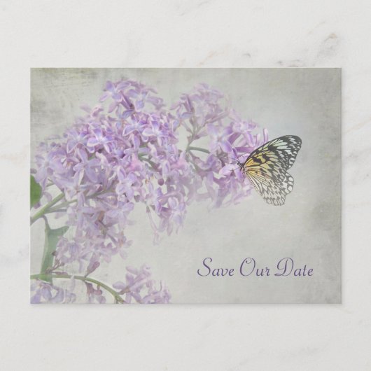 Sla de Date-Butterfly op lilacs op Aankondigingskaart (Voorkant)