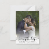 sla de date chic calligraphy trouwfoto op notitiekaartje (Voorkant)