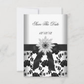 Sla de Date Party Black White Flower Diamond op Save The Date (Voorkant)