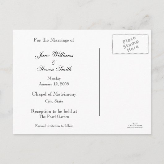 Sla de Date Pearl Briefkaart Extended versie op (Achterkant)