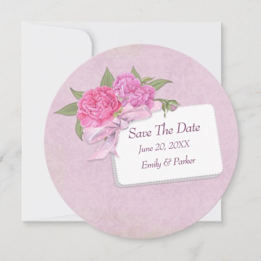 Sla de date-Pink Peony op Save The Date (Voorkant)