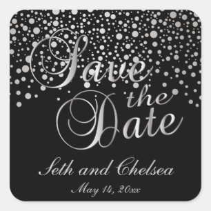 Sla de Date Silver-Stippen op   personaliseren Vierkante Sticker