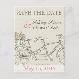 Sla de Date  Tandem Bicycle op Aankondigingskaart