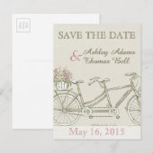 Sla de Date  Tandem Bicycle op Aankondigingskaart (Voorkant / Achterkant)