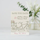 Sla de Date  Tandem Bicycle op Aankondigingskaart (Staand voorkant)